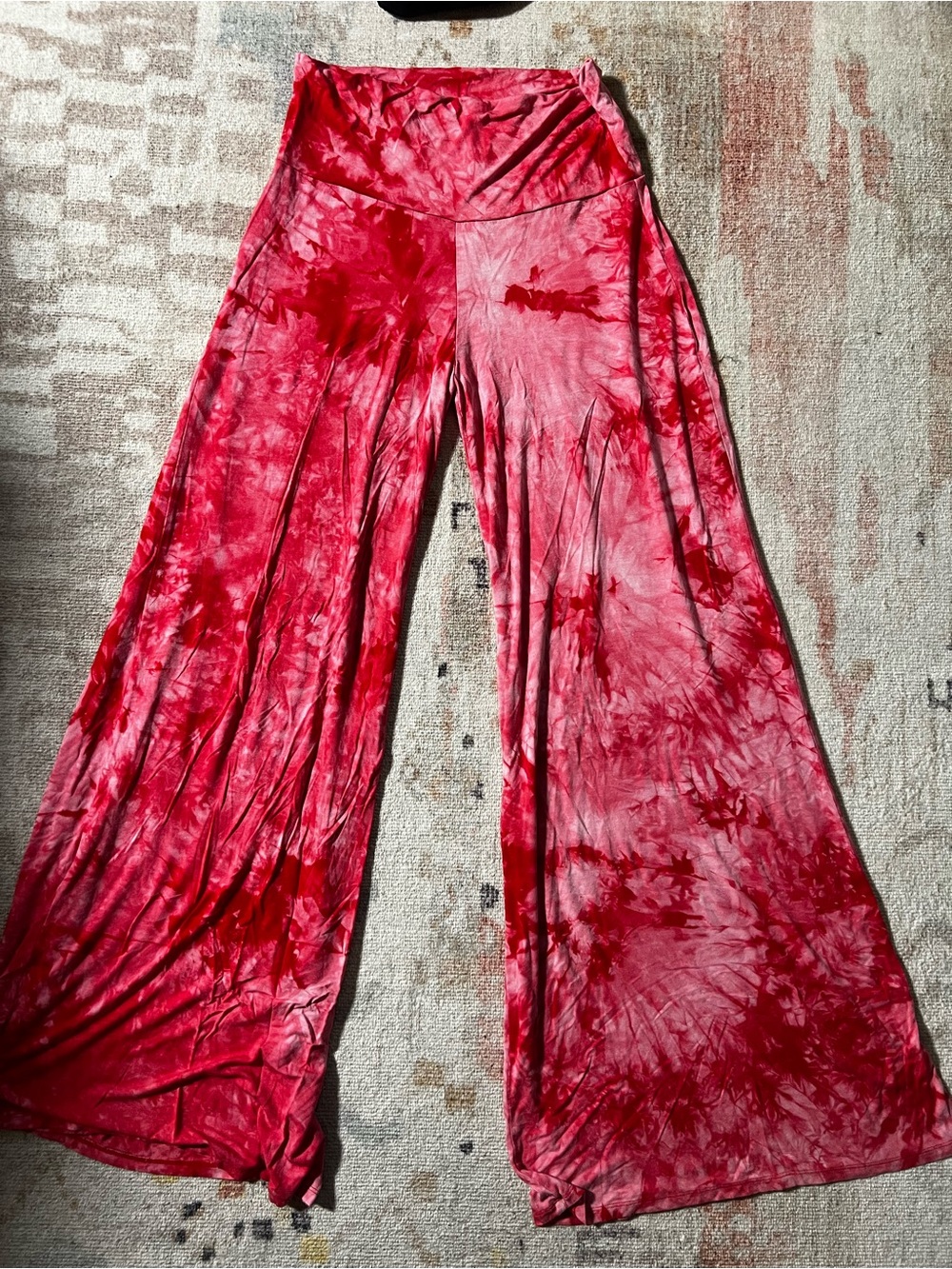 Tie-Dye Wide-Leg palazzo women’s Bottoms - Red
